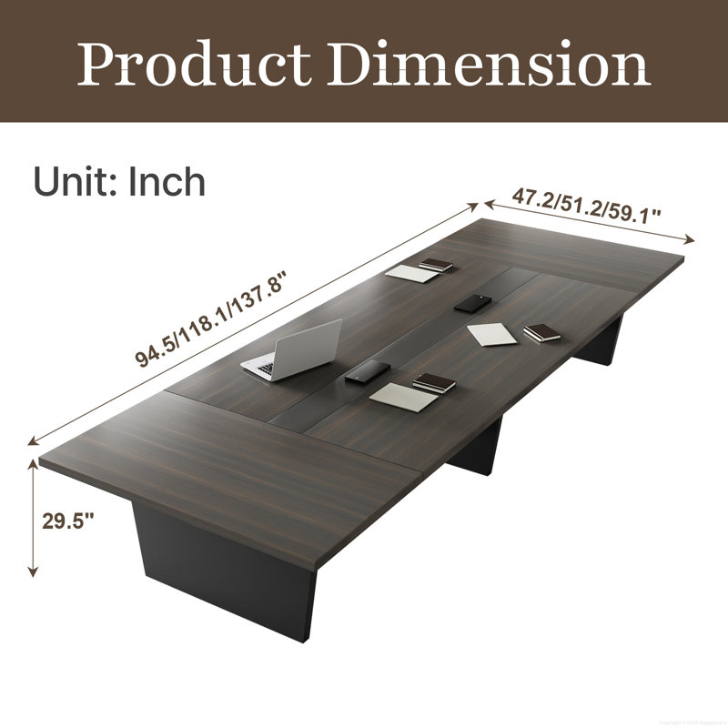 Inbox Zero Modern Ergonomic Conference Table - Spacious, Durable